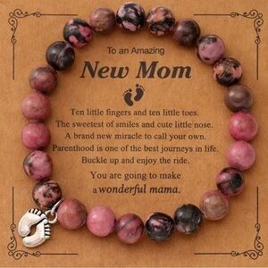 Celebrate Motherhood with Our Natural Stone Beaded Bracelet! MOM CARD INCLUDED!!